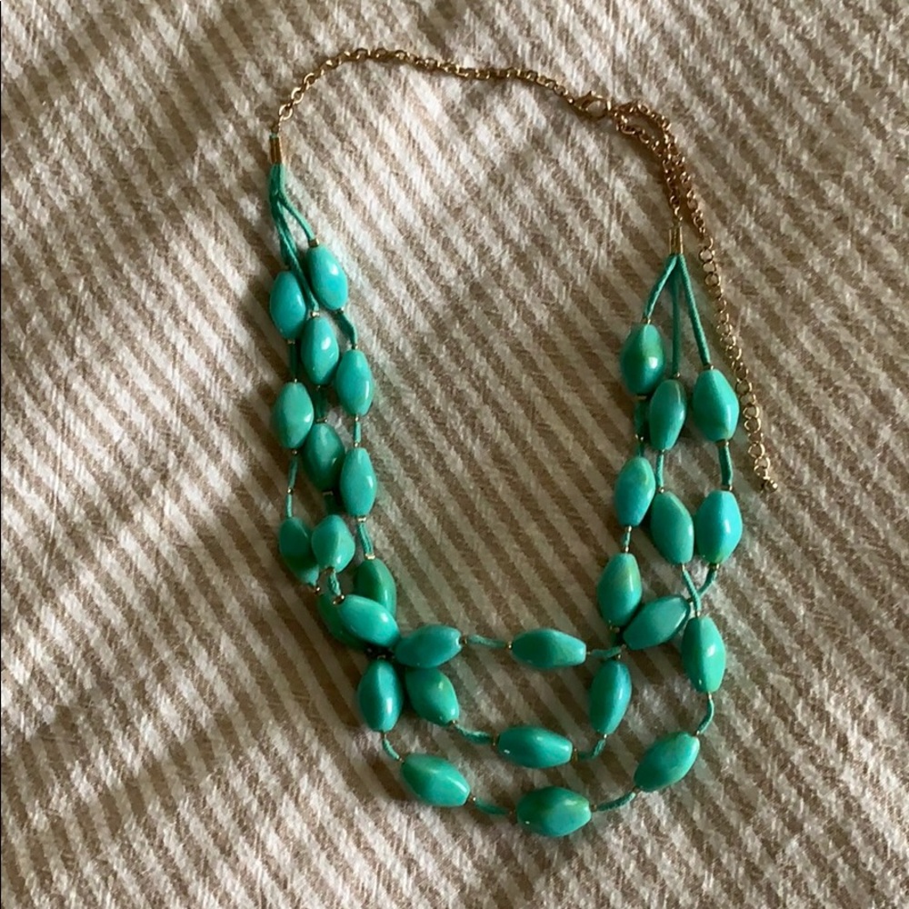 Aqua beaded necklace - adjustable length